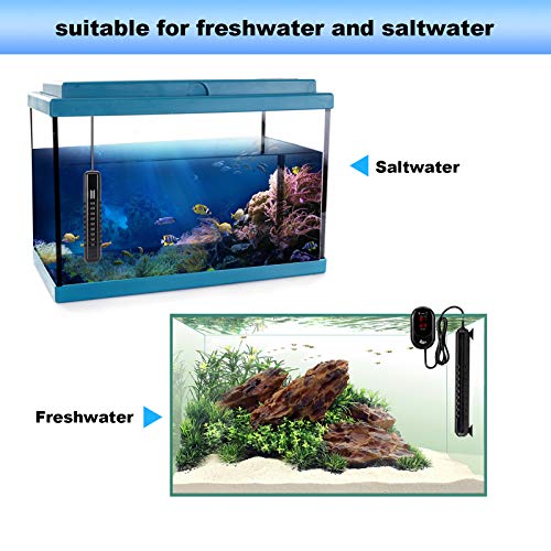 AQQA Submersible Aquarium Heater,100W/200W/300W/500W/800W/1000W/1200W Fish Tank Heater,External Temperature Controller LED Temperature Display,Suitable for Saltwater and Freshwater(100W) - size: 100W (for 25-35 gallon)