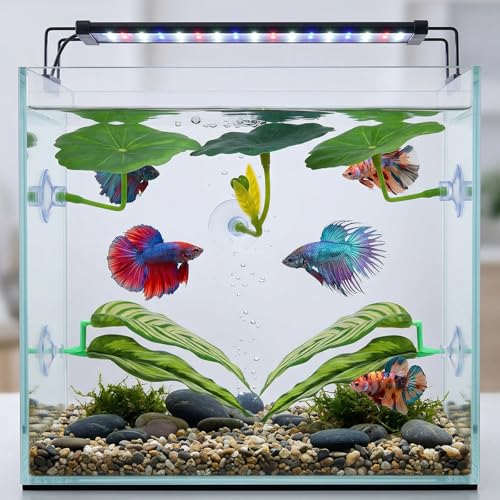 4 Pack Betta Fish Hammock Plant Leaf Pad, Improves Betta Health by Simulating The Natural Habitat, Fish Spawning Grounds Breeding Resting Bed, Fishes Tank Accessories Aquarium Décor