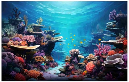 Aquarium Background Poster, Fish Tank Background Sticker, 3D Corals Vibrant Underwater Scenery for Stunning Aquarium Decorations 10 20 Gallon Tank (15.7" x 31.5" in) - size: 15.7" x 31.5" In