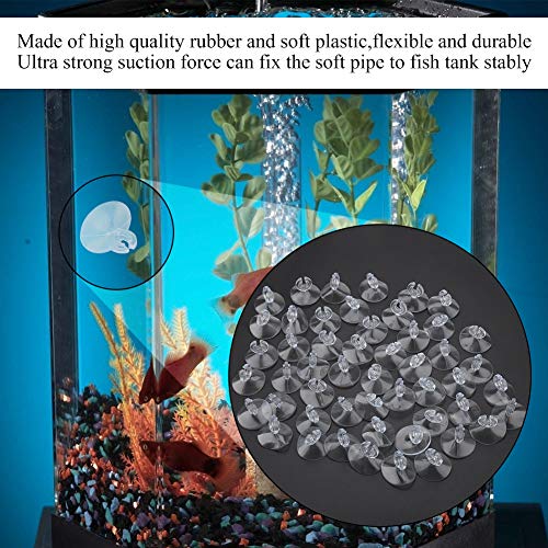 50pcs Aquarium Sucker Clips, Fish Tank Airline Tube Holders, Transparent Rubber Suction Cup Clamps for Oxygen Pump Hose and Power Cable, Strong Grip for Freshwater Saltwater Tanks