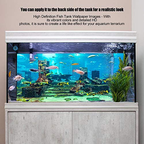 PVC Fish Wall Decorations Sticker, Coral Aquarium Background Underwater Poster, Dual Side 3D Effect Sea-World Pattern (61 x 30cm) - color: 61*30cm