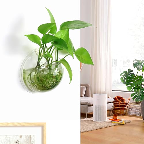 2PCS Wall Hanging Plant Terrarium, Wall Mounted Fish Bowl Tank Clear Flower Pot Aquarium, Acrylic Globe Flower Vase Planter, Wall Fish Bubble Tank for Succulent Plants, Hydroponic Air Plant