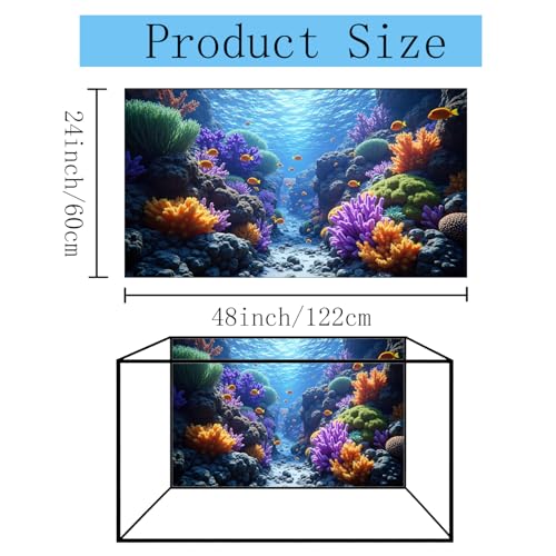 3 Pack Aquarium Background 48x24 inches Fabric Aquarium Background Fish Tank Undersea Corals Sunshines Rock Aquatic Plants - size: 48X24inch