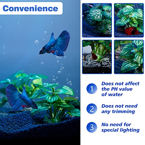 Ameliade Aquarium Plants Fish Tank Decorations Betta Silk Leaf Pad Hammock Cichlid Hides Decor Small Fish Bowl Accessories Ornaments Turtle Reptiles Axolotl Artificial Plants (3 PCS)