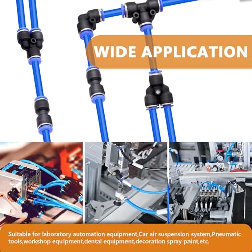 mankk 60PCS 1/4”OD Push to Connect Fittings Air Hose Fittings Quick Release Pneumatic Kit (15 Spliters,15 Elbows,15 Tee,15 Straight) for Air Line 1/4" Tube