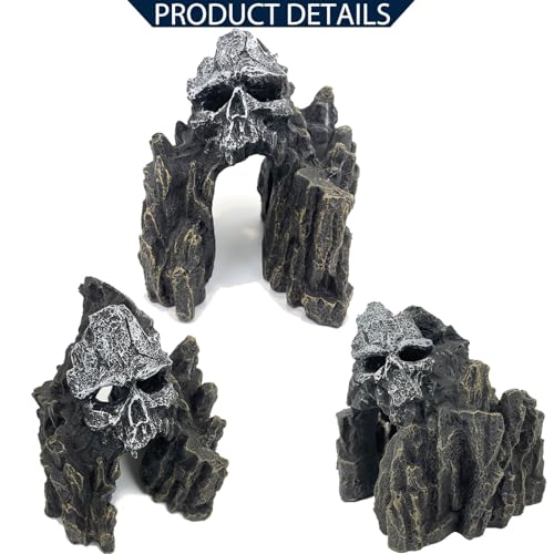 Aquarium Decoration for Fish Tank Skull Rock Aquarium Ornament Aquarium Skull Mountain View Stone Ornaments Aquarium Decor House Cave Fish Tank Decoration - Small