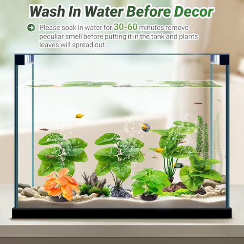 GOZILLA Fish Tank Plants, Reptile Artificial Plastic Plants, Reptile Plants for Terrarium, Aquarium Decorations Resin Pedestal Ornaments for Fish Tank Accessories Set.(5PCS/A-Set) - color: 5 Pcs/ a Set