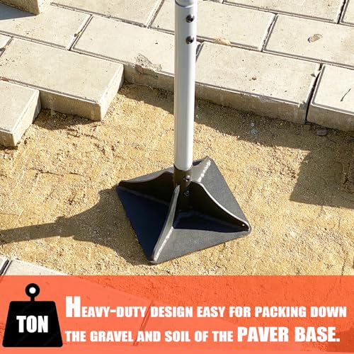 Heavy Duty Steel Tamper 8"x8" with 48 inch Handle and Rubber Grip Ideal Garden Landscaping Rammer for Earth Soil Asphalt, Gravel and Dirt Compaction Levelling Paver Tool Trash Tamper