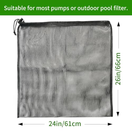 24" x 26" Pond Pump Cover Filter Bag, Black Media Bag Large Pump Mesh Bag for Outdoor Water Ponds Filters, Water Filter Pump, Outdoor Ponds, Garden, Swimming Pool (1, 24" x 26") - size: 24" x 26"