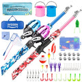 Kids Fishing Pole, Portable Telescopic Kids Fishing Poles for Boys and Girls, Fishing Rod and Reel Combo Kit with Tackle Box, and Fishing Net, Best Fishing Pole for Toddler Youth - color: Blue+Pink