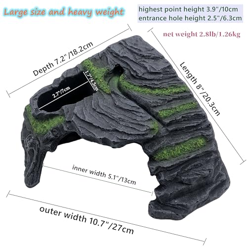 M2cbridge Aquarium Fish Hide Cave Reptile Hideout Cave Terrarium Amphibians Habitat Decor (Island+ Water Dish) - style: Island+ Water Dish