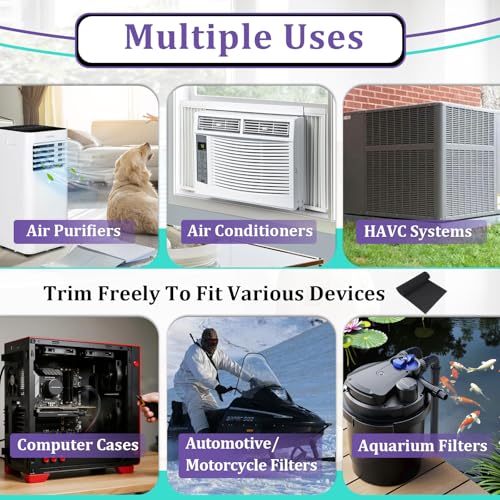 2PCS Air Filter Foam Sheet Material Compatible with UNI 12" x 24" x 3/8" 40PPI Filter Foam, Washable & Reusable Foam Pad Pre Filter Sheet, Cut to Fit Air Conditioners, Air Purifiers, and Aquariums