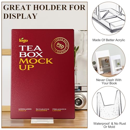 12 Pack Clear Acrylic Adjustable Desktop Book Stand & Display Easel for Tablet Phone Clutch Bag Plate Artwork Magazine Picture Comic Album CD Postcard - Home Office Back to School