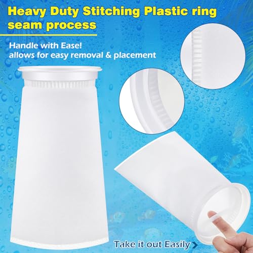 Jecery 16 Pack 4 Inch Ring Filter Socks 200 μm Aquarium Filter Bags Aquarium Socks for Tank Sump Saltwater Freshwater(9.5 × 4 inches) - size: 9.5 × 4 inches