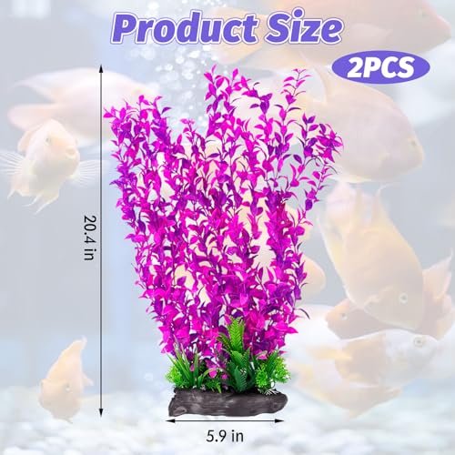 Hamiledyi Aquarium Plastic Plants Aquarium Decor Artificial Fish Tank Plants,Tall Fish Tank Decorations, Extra Large Aquarium Plant 20.4-inch Tall,2PCS - color: E*2 Pcs, size: 20.4 in