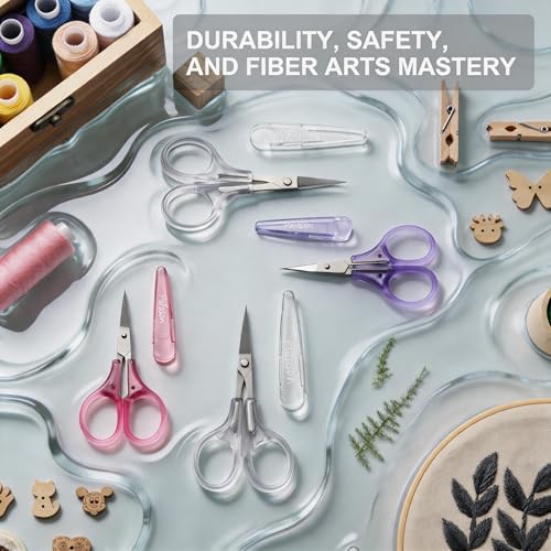 PAFASON Small Travel Craft Scissors Set Straight Curved Precision Tip All Purpose for Scrapbooking Quilting Sewing Knitting Embroidery Cross Stitch Crochet Thread Yarn Paper Detail Cutting Safety Case - style: Modern