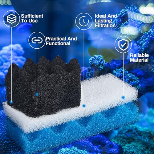 Threlaco 18 Pcs Compatible with 306/307 Bio Sponge Set Compatible with Aquarium Filters Including Blue White Black Bio Sponge for Replacement Filter Media Kit - style: 306/307