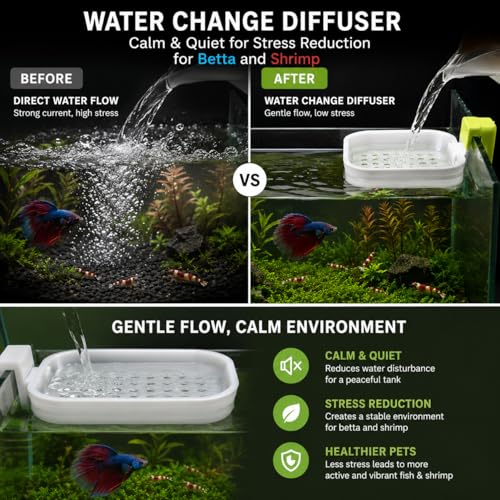 Aquarium Stable Water Change Diffuser. Water Flow Controller for Fish Tank, Flow Control & Gentle Water Return – Saves Water, Reduces Stress - color: White