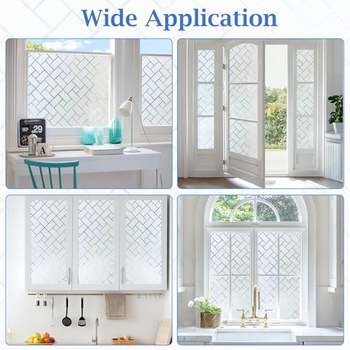Coavas Frosted Window Privacy Film Static Cling Non-Adhesive for Glass Windows, Heat Control UV Blocking Sun Blocking Anti Glare, Day and Night Bathroom Home Office Cover, 17.5"x118" - color: White, size: 17.5 x 118 Inch