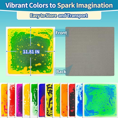 Liquid Sensory Floor Tiles for Kids Ages 3+ - 11.8" Step-On Toys with Color Flow Effect & Non-Slip Base - Great for Classroom Use, Calm Zones & Sensory Play (12-Pack) - style: Regular Tiles (12-Pack)