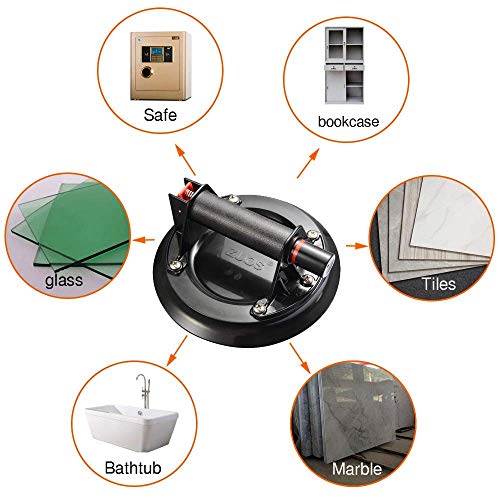 8" Glass Suction Cup Heavy Duty Hand-held Glass Lifter, Powerful Industrial Vacuum Lifter with handle for Granite Lifting &Window Replacement, 520 lbs Load Capacity/Carring Case - size: 8" Plastic Suction Cup