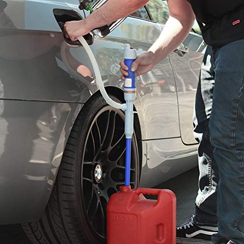 2 Pack Battery Powered Water Diesel Gas Oil Transfer Pump Portable Hand Held Electric Plastic Liquid Pumping Manual Sucker Pump for Fuel,Oil,Water,Gas,Fish Tank (2 Pack Blue)