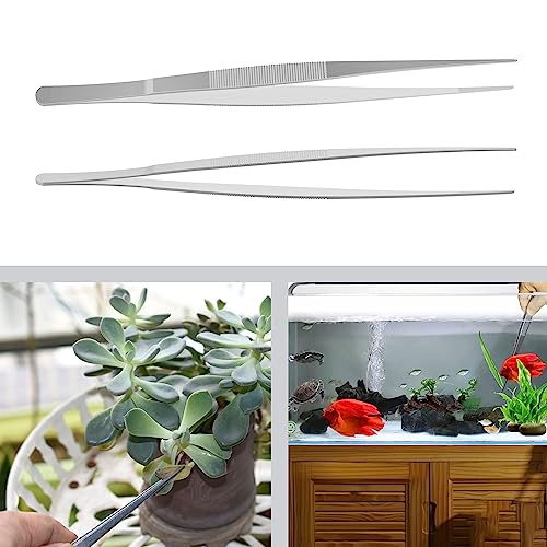 5 Inch Stainless Steel Tweezers, Straight pointed Serrated Tips, Perfectly Aligned, 3/64 Inch Thickness Stainless Steel, Multipurpose Daily Garden Home Lab Craft Repairing Tool - size: 5"L(3/64"T)