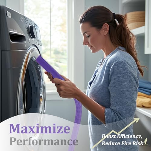 Fullclean Dryer Vent Lint Vacuum Attachments Hose for Dyson Gen5 V15 V15s V12 V11 V10 V9 V8 V7 Detect Absolute Cyclone Outsize Slim Nozzle Crevice Flexible Lint Removal Tool Dryer Vent Cleaner Kit - style: Dryer Hose Purple