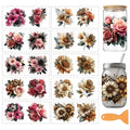 arricraft 10 Sheets Leopard Print Flowers UV DTF Cup Wrap for 16OZ Glass, Rose Sunflower Rub on Decals PVC Transfer Stickers for DIY Cups Wood Funiture 24x11cm/9.4x4.3inch - style: Leopard Print Flowers Theme