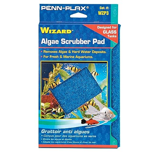 Penn-Plax WZP3 Wizard Scrubber Pad – for Glass Tanks Will not Scratch Aquarium Surfaces – Removes Accumulated Grime - 6” x 9”
