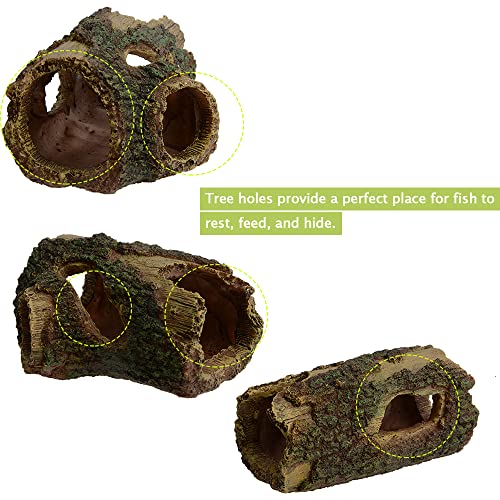 Saim Aquarium Resin Hollow Tree Trunk, Artificial Wood Cave Betta Fish House Aquarium Decoration, Suitable for Betta Cichlid Cave Rocks, Aquariums Hideout/Shelter