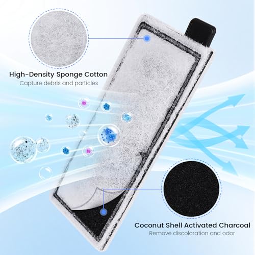 hygger HG009 Aquarium Filter Replacement Carbon Filter Cartridges 4 Pcs with Triangle Filter Sponge 3 Pcs (S) - size: S