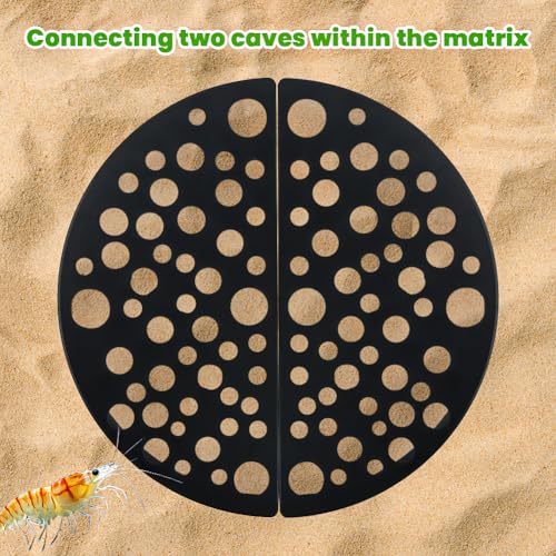 Shrimp Cave Hideouts 2 Pack, Aquarium Hiding Spots for Shrimp Tanks, 4.65 in Diameter x 2.59 in Tall, Aquarium Safe Plastic, Black Tunnel Hideout for Breeding and Molting