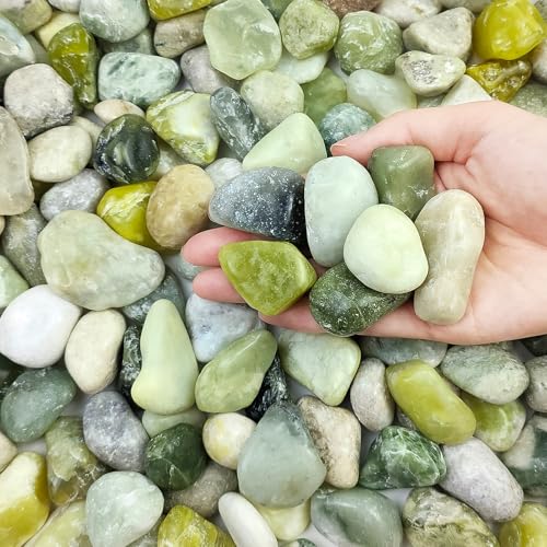 FANTIAN 5 lbs Green River Rocks for Plants, 1-2 Inch Polished Jade Pebbles for Indoor Plants, Decorative Rocks for Succulent, Landscaping, Vases, Yard and Garden - color: Jade, size: 5 lbs, 1-2 Inch
