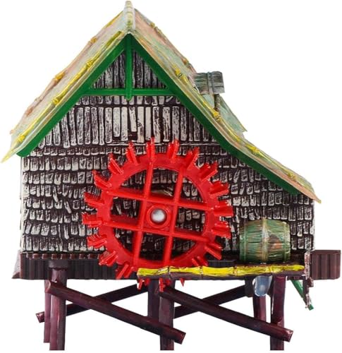 RUIAN Aquarium Decorations Waterwheel Hut (Big Water Truck) Air Action Aerating Fish Tank Ornaments Air Bubbler Movement Decorations