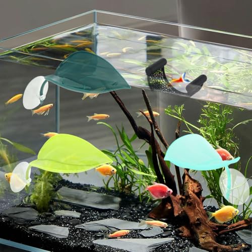 PUXING Bettas Fish Hammock Aquarium Floating Bettas Fish Skins with 3pcs Bett-a Fis-h Leaf Pad Floating Bett-a Hide & Shrimp Cave Hiding Feeding(Color:Blackwhite) - color: BlackWhite