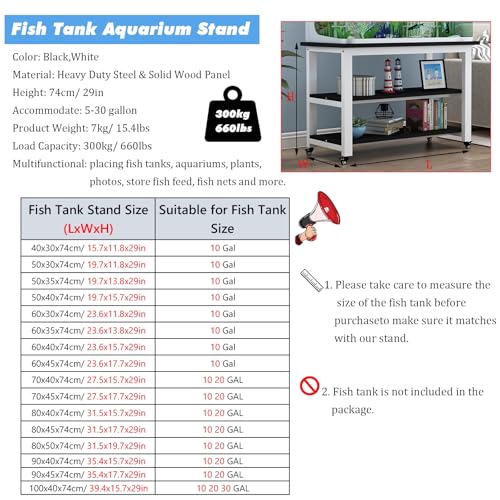 Multi-Tier Rolling Fish Tank Stand - Rustic White Metal Frame, Heavy Duty 3-Tier Shelves for Aquariums & Reptile Storage, Durable Rack for Pet Turtles & Fish Supplies - color: A-style, size: 60x35x74cm/23.6x13.8x29in