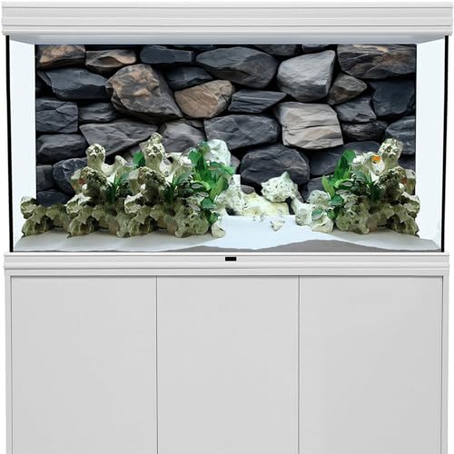 iTapnoom Underwater Stone Aquarium Background, Rock Wall Nature Landscape Fish Tank Backdrop Decor, Polyester Fabric with 6 EVA Double-Sided Tapes 36x18 inches/90x45cm - color: Stone, size: 36"L x 18"W