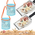 2PCS Beach Mesh Shovel with 2PCS Mesh Beach Bag for Sand Filter and Collect Shells Sand Sifter Scooper and Shell Collecting Bags Sands Sifter Shell Collecting Tools for Boys Girls Kids Beaches Toys