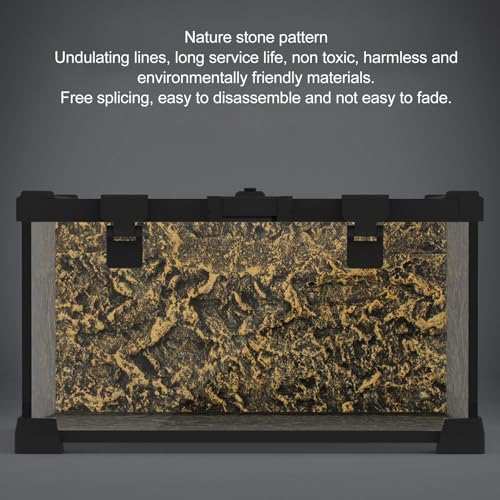 AYNEFY Reptiles Reptile Decorative Supplies, Rock Terrarium Background 3D Rock Stone Background Decorations Backdrop for Fish Reptiles Amphibians Turtles Reptile (27 * 26.8cm) - size: 27*26.8cm