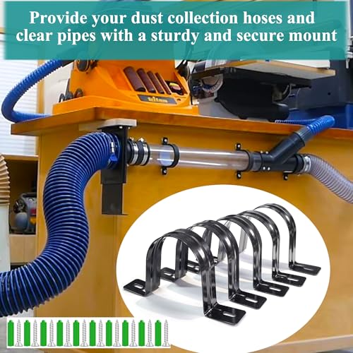 Dust Collection Hose and Pipe Holder Adjustable Hangers Bracket, Don’t Broken Like Plastic After Long Time, Durable Spray Iron, 5 PCS (Black, 4 Inch) - color: Black, size: 4 Inch