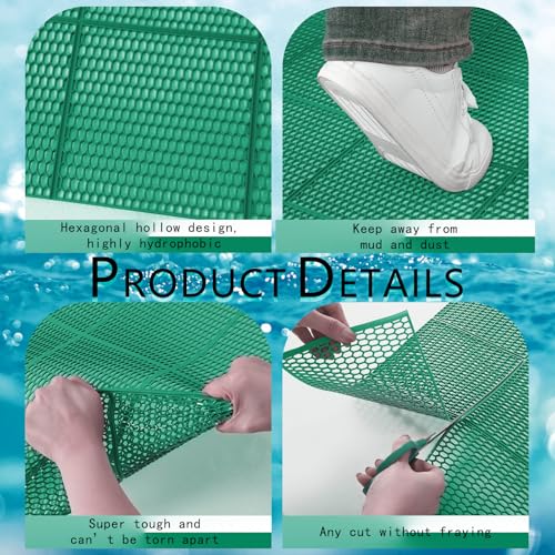 Tondiamo Pool Mat Non Slip Drainage Mats Swimming Pool Floor Deck Mats Rugs PVC Splash Mesh Hollow Doormat Roll for Outdoor Indoor Patio Restaurant Garage Kitchen Bathroom Safety(1 x 30 ft,Green) - color: Green, size: 1 x 30 ft