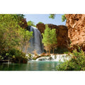 Waterfall Aquarium Background Natural Jungle Forest Landscape Terrarium Background Tranquil Lake Stream Jungle Style Fish Tank Background Mountain Falls Aquarium Backdrop Poster Vinyl 24x12in - color: Pale Green, size: 24(W)x12(H)in