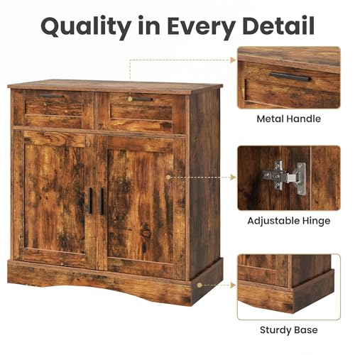 20-29 Gallon Fish Tank Stand with Storage, Aquarium Stand with 2 Drawers for Fish Tank Accessories, 29 Gallon Aquarium Cabinet, 30.71''L x 15.75''W Tabletop, Rustic Brown PTBX01BR - color: Rustic Brown, size: 20-29 Gallon