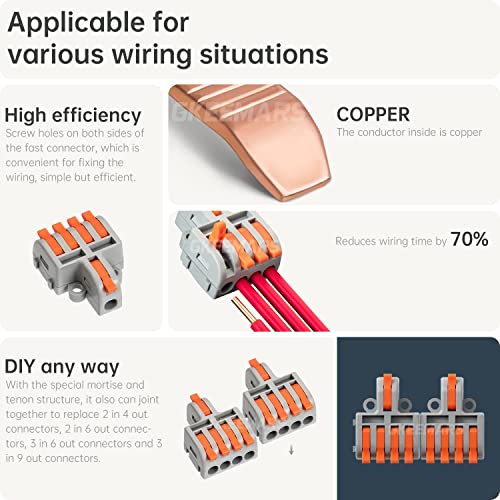 10Pcs Mini Electrical Wire Connectors, DIY Splicing into 4/6/8/9/10 Way Quick Connector Terminal Blocks (1 in 4 Out, Nylon) - style: 1 in 4 out, nylon
