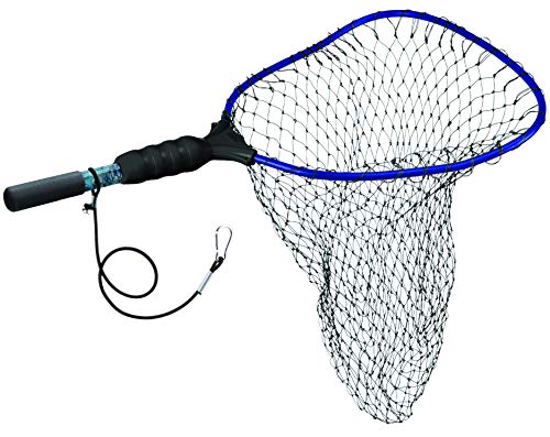 Ego S1 Slider Fishing Net, Ultimate Fishermen’s Tool Fixed Handle, Replaceable Head, Salt & Freshwater, 17x19 Inch Hoop - color: Blue/Black, size: Rubber Coated Nylon Mesh