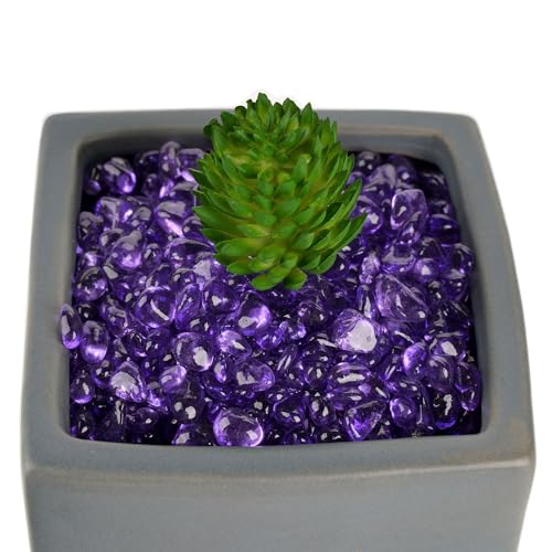 Glass Stones, 1Lb/460g Irregular Sea Glass Dercorative Rocks Non-Toxic Artificial Crystal Pebbles for Aquarium Decoration/Vase Filler/Table Scatter/Handcraft/Jewelry Making/Gems Display, Purple - color: Purple