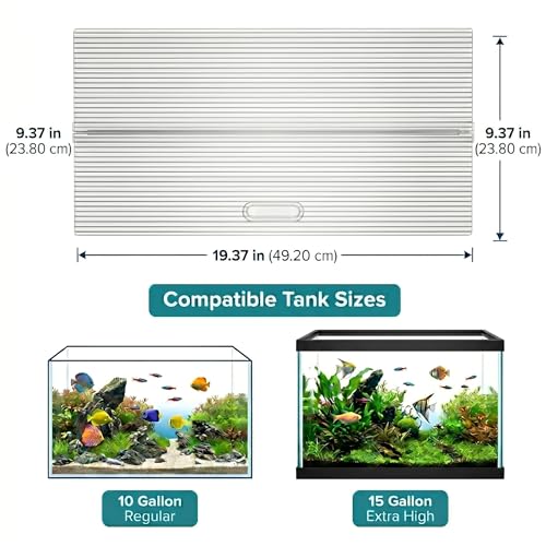 Aquarium Canop Polycarbonate 19.37 x 9.37 x 0.24 for 5/10/15/20 Gallon Without Center Brace Aquariums Cover Aquarium Lid，Clear - size: 20 x 10 Inch