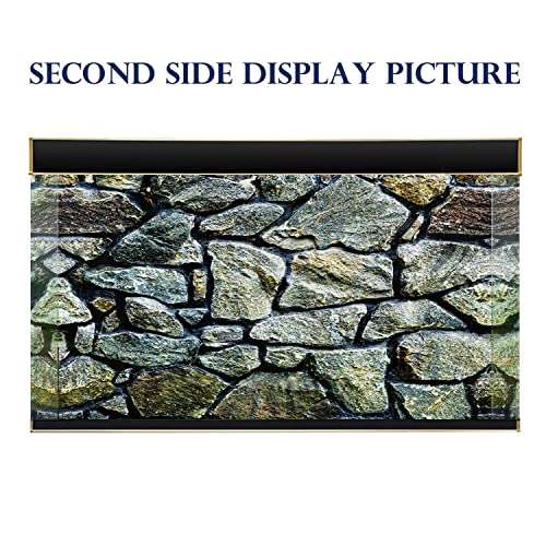 ELEBOX Fish Backgrounds Paper Double Sides 3D Stone & Trees Aquarium Background Picture 12" x 32" Fish Tank Background - color: N, size: H:11.8"x L:32.3"