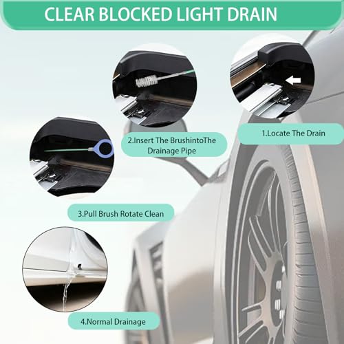 Auto Sunroof Drain Cleaning Tool, 120 Inch Long Flexible Tube Cleaning Brush, Extra Long Pipe Cleaners for Car Sunroof, Windshield Wiper Drain Hole, Trunk Drain & Sewer Maintenance
